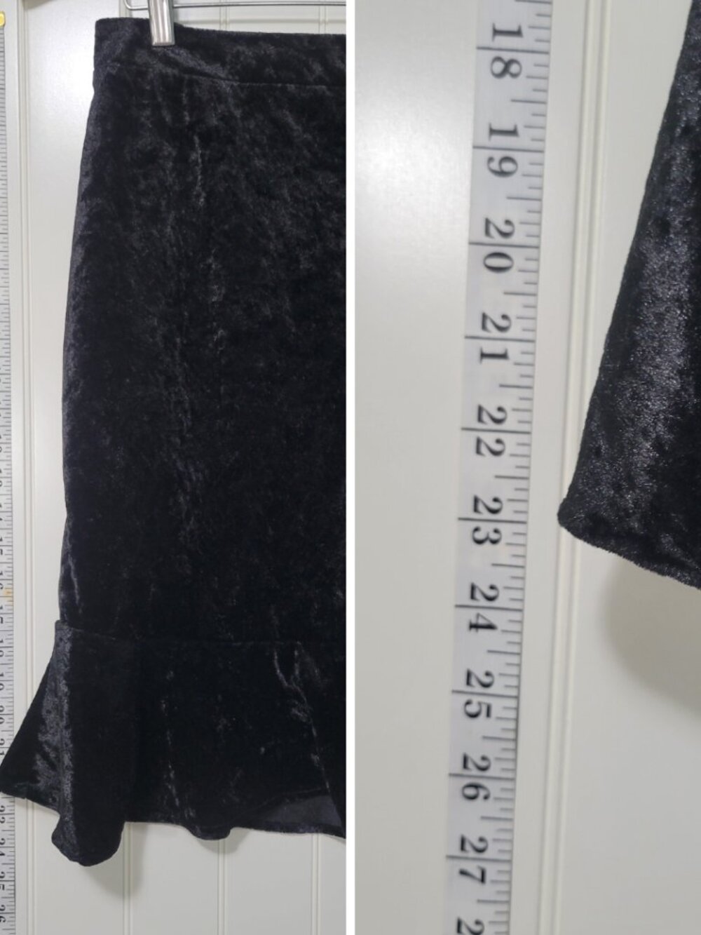 Whimsigoth Craft Practical Magic Witch Black Crushed Velvet Ruffle Hem Skirt - Picture 8 of 10